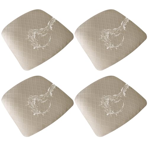 Speisestuhl Sitzabdeckung 4PCS Rhombus Muster Polyester Stuhl Sitzbezüge mit elastischer wasserdichte Maschine Waschbares Schutzzubehör, Sandfarbe von CGTQROVR