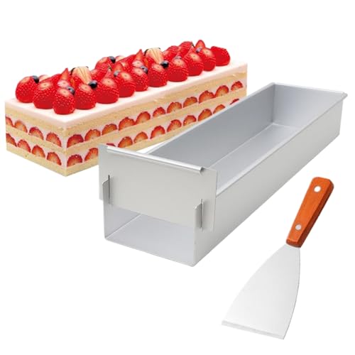 Tiramisu Pan 16x4 Zoll Anodiertes Aluminiumlegier-Rechteck-Kuchenpfanne mit beweglicher und abnehmbarer Kante glatte Nicht-Schicht-Kuchenpfanne mit Kuchenschaufel zum Abgeben und Verkauf Tiramisu Pan 16x4 Zoll Anodiertes Aluminiumlegier-Rechteck-Kuchenpfanne mit beweglicher und abnehmbarer Kante glatte Nicht-Schicht-Kuchenpfanne mit Kuchenschaufel zum Abgeben und Verkauf von CGTQROVR