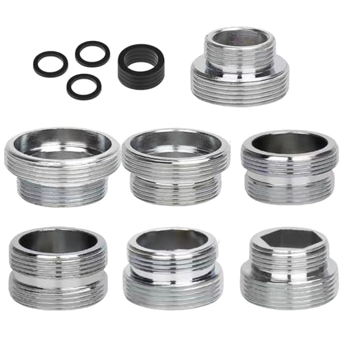 Wasserhahnadapter 7pcs 16-28 mm bis 22 mm Waschbeckenhahnadapter für Gartenschlauch Wasserfilter-Standardschlauch über Diverter Wasserhahnadapter 7pcs 16-28 mm bis 22 mm Waschbeckenhahnadapter für Gartenschlauch Wasserfilter-Standardschlauch über Diverter von CGTQROVR
