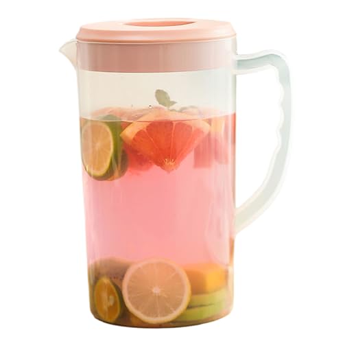 Wasserkrug mit Sieb Deckel und Ausguss 2, 6 l klarer Plastik-Teekrug mit Griff und Skala Heiße/kalt-resistente Saftkrug perfekt für Eistee-Limonaden-hausgemachtes Getränk von CGTQROVR