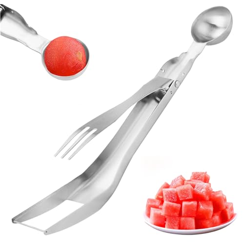 Wassermelongabel Slicer Cutter 3-in-1 Edelstahl Wassermelonenschneider Slicer-Werkzeug mit Löffel faltbare Küchenutensilien perfekt für Früchte Wassermelongabel Slicer Cutter 3-in-1 Edelstahl Wassermelonenschneider Slicer-Werkzeug mit Löffel faltbare Küchenutensilien perfekt für Früchte von CGTQROVR