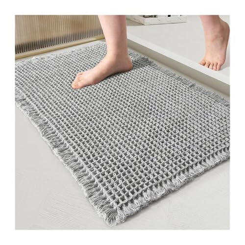 CGUOHU Badematte Badezimmermatte, gewebte Bodenmatte, Badezimmer-Bodenmatte, Eingangsbereich, saugfähiger Teppich, Haushaltstoilette, rutschfeste Fußmatte, Türmatte(Grey,46x77cm 18.1x30.3in) von CGUOHU