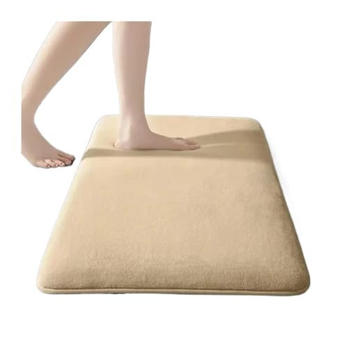 CGUOHU Badematte Einfarbige Badezimmermatte, Badezimmer-Bodenmatte, Fußmatte, rutschfeste Fußmatte for den Haushalt, Korallensamt, saugfähig, schnell trocknend(Beige,40x60cm) von CGUOHU