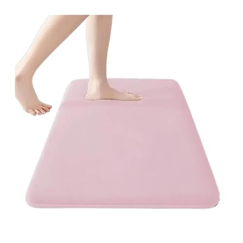 CGUOHU Badematte Einfarbige Badezimmermatte, Badezimmer-Bodenmatte, Fußmatte, rutschfeste Fußmatte for den Haushalt, Korallensamt, saugfähig, schnell trocknend(Pink,40x60cm) von CGUOHU