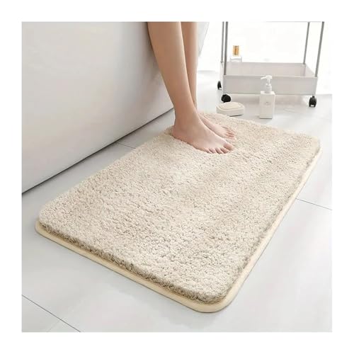 CGUOHU Badematte rutschfeste Badezimmer-Bodenmatte, wasserabsorbierende Badematte, Heimdekoration(Beige,40cm x 60cm) von CGUOHU