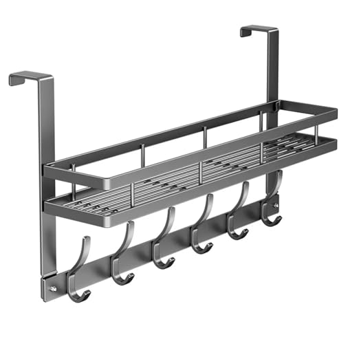 CGUOHU Türhaken 2 Stück Türhänger mit 12 Haken, 1 Korb for Aufhängen von Mänteln, Kleidung, Handtüchern, Hängeorganizer for Badezimmerschränke von CGUOHU