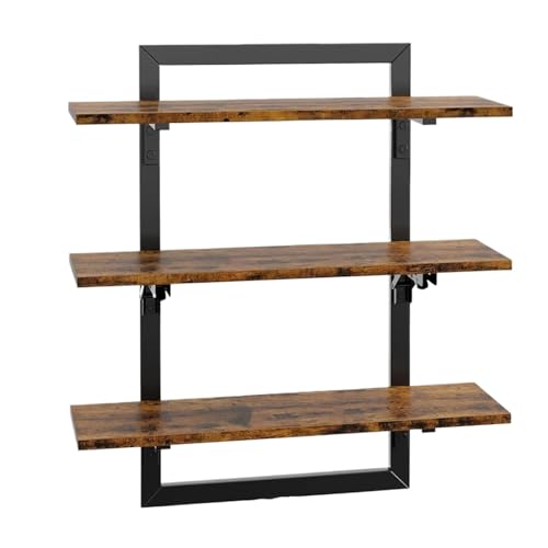 CGUOHU Wandmontiertes Bücherregal An der Wand montiertes Aufbewahrungsregal aus Holz, faltbares Design, stark tragend, Glatte Kante, einfache Montage, schwebende Regale Für Schlafzimmer, Büro(Brown) von CGUOHU