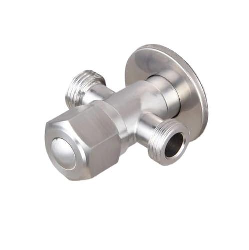 Eckventil Für Wasserhähne 2 PCS Edelstahl Badezimmer Dreieck Ventil Wasserhahn Zubehör Zwei Wege Eckventil G1/2 Gewinde(Silver double) von CGUOHU