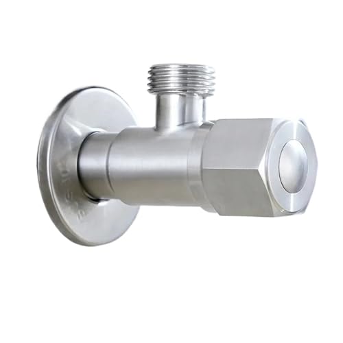 Eckventil Für Wasserhähne 2 PCS Edelstahl Badezimmer Dreieck Ventil Wasserhahn Zubehör Zwei Wege Eckventil G1/2 Gewinde(Silver one) von CGUOHU