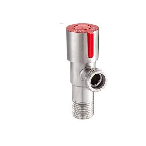 Eckventil Für Wasserhähne 2 PCS G1/2 Edelstahl Heiß Kalt Einlass Ventil Wc Füllung Winkel Ventile Waschbecken Becken Wasser Heizung Wasserhahn for Badezimmer Zubehör(Red) von CGUOHU