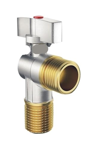 Eckventil Für Wasserhähne 2 PCS Messing Warm- Und Kaltwasserhahn Eckventil G1/2 Zoll Badezimmer Küchenspüle Absperrventil Toilettenanschluss Wasserdruckregler(Hot water valve) von CGUOHU