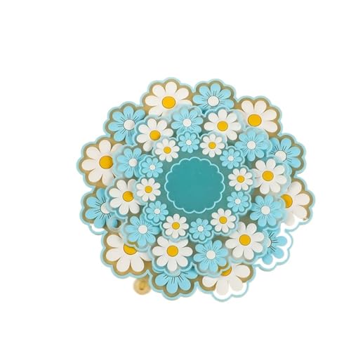 Geschirr Isolierkissen 3 stücke Nette Daisy Blossom Tisch Matte Daisy Tischset Abendessen Platte Isolierte Pads Milch Becher Kaffee Tasse Coaster Isolierung Küche Tischset Topfuntersetzer(Blue,S) von CGUOHU