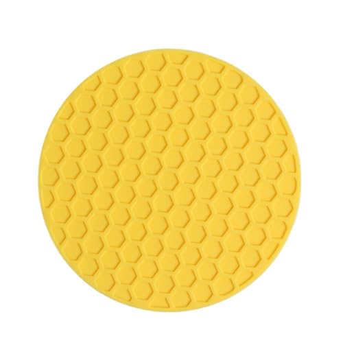 Geschirr Isolierkissen 3 stücke Runde Untersetzer Tassenmatten Kaffee Getränke Silikon Teetassenhalter Verdickte Anti-Rutsch Wärme Verdickte Pads Küchentisch Zubehör Topfuntersetzer(Yellow,ROUND_10CM) von CGUOHU