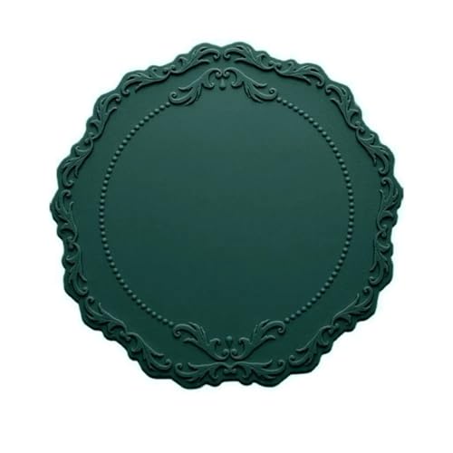 Geschirr Isolierkissen 3 stücke Spitze Silikon Untersetzer Tischset Relief Boden Rutschfeste Tisch Dekoration Matte Küche Zubehör Runde Tasse Matte Geschirr Pad Topfuntersetzer(Green) von CGUOHU