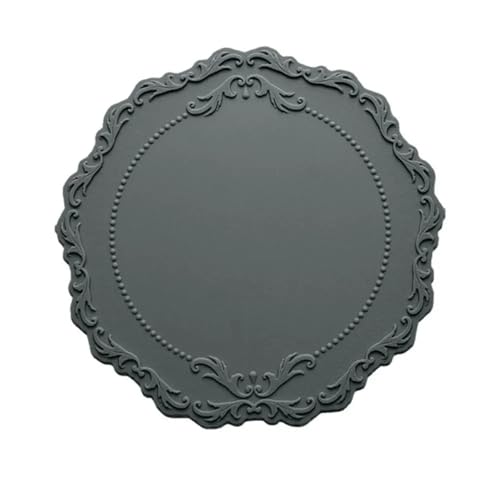 Geschirr Isolierkissen 3 stücke Spitze Silikon Untersetzer Tischset Relief Boden Rutschfeste Tisch Dekoration Matte Küche Zubehör Runde Tasse Matte Geschirr Pad Topfuntersetzer(Grey) von CGUOHU