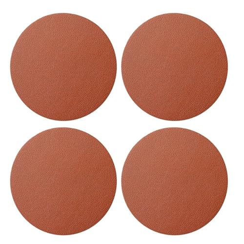 Geschirr Isolierkissen 4 Teile/satz Faux Leder Tischset Geschirr Pad Hause Kantine Hitze Beweis Isolierung Coaster Runde Trinken Matte Untersetzer Matten Zubehör Topfuntersetzer(Brown) von CGUOHU