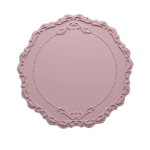 Geschirr Isolierkissen 4 stücke Silikon Tischset Runde Blume Kaffee Abendessen Tisch Matte Geprägte Rosa Coaster Hitze Beständig Küche Geschirr Esszimmer Matte Topfuntersetzer(Pink) von CGUOHU