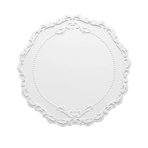 Geschirr Isolierkissen 4 stücke Spitze Silikon Untersetzer Tischset Relief Boden Rutschfeste Tisch Dekoration Matte Küche Zubehör Runde Tasse Matte Geschirr Pad Topfuntersetzer(White) von CGUOHU