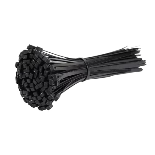 Kabelbinder 200 Stück selbstsichernde Kabelbinder aus Kunststoff und Nylon, schwarzer Kabelbefestigungsring, großer Kabelreißverschluss(8x300mm) von CGUOHU