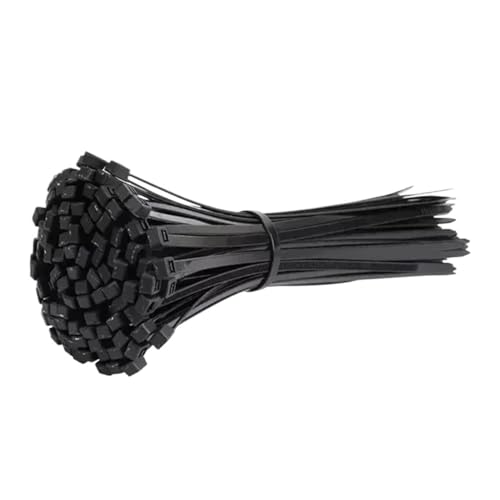 Kabelbinder 300 Stück schwarze Nylon-Kabelbinder, selbstsichernde Befestigungsringe, ideal for die Kabelorganisation zu Hause, mit Reißverschluss(3.6x250mm) von CGUOHU