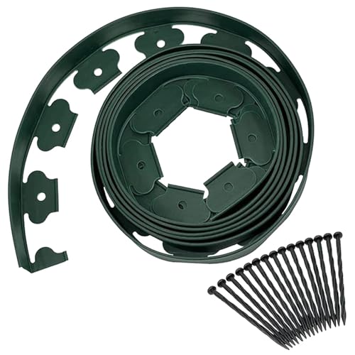 Rasenkante 5M Garten Einfassung Grenzen Mit 15Pcs Stakes Flexible Rasen Kit Keine Dig Grenze for Blume Betten(Green) von CGUOHU