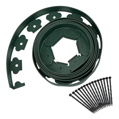 Rasenkante 5M No Dig Gartenrand Kanten mit 15 Stück Einsätze Landschaft Kit Spule for Blumenbeete Pflaster(Green) von CGUOHU