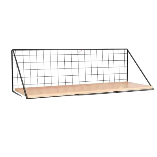 Wandmontiertes Bücherregal 1Pcs Schwimmende Regale Wand Montiert Holz Lagerung Display Regal Mit Metall Draht Korb Hängen Rack for Schlafzimmer Badezimmer Für Schlafzimmer, Büro(45*12*15cm) von CGUOHU