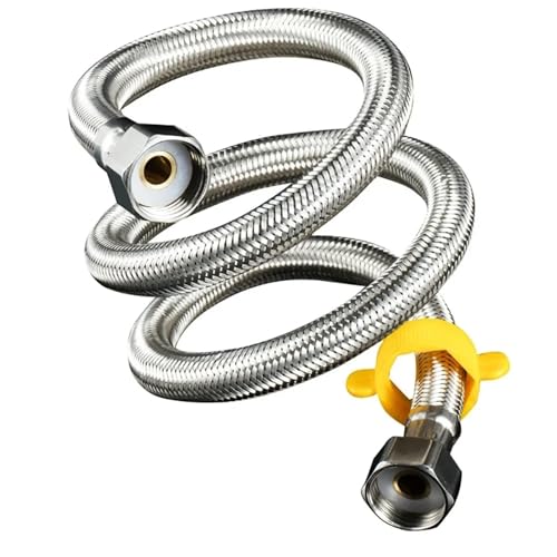 Wasserhahn-Zuleitung Edelstahl-Metall-Warmwasserbereiter, Toilettenwasser-Zulaufrohr, heiß und kalt, Hochdruck, universelle Schnittstelle, kann gebogen werden(50 cm) von CGUOHU