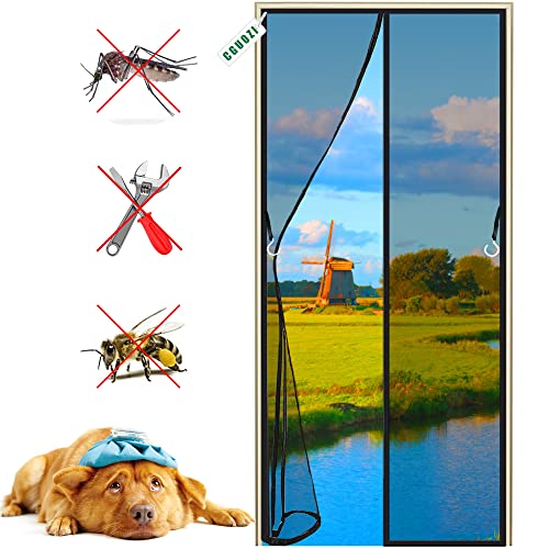 CGUOZI Fliegengitter Balkontür 105 x 220 cm Magnetischer Fliegenvorhang Moskitonetz, Auto Schließen, magnetische Adsorption, Luft kann frei strömen, für Türen/Patio Schwarz von CGUOZI