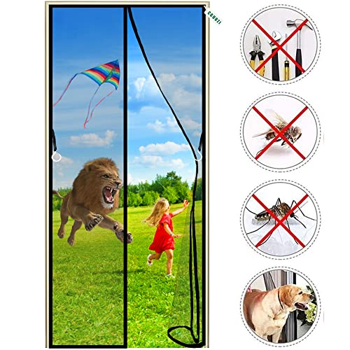 Magnet Fliegengitter Balkontür 75 x 225 cm Magnetischer Fliegenvorhang Moskitonetz, Auto Schließen, magnetische Adsorption, Luft kann frei strömen, für Türen/Patio Schwarz von CGUOZI