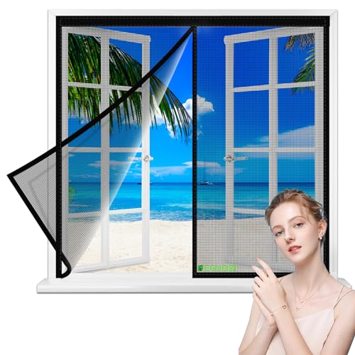 Magnet Fliegengitter Fenster 65x90cm Insektenschutz Magnet Insektenschutz Tür, Insektenschutz, Klebemontage Ohne Bohren, für Flure/Türen Schwarz von CGUOZI