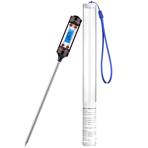 CGZZ Küchenthermometer mit Sonde, Kochthermometer, LCD-Display mit blauer Hintergrundbeleuchtung, Digitales Kochthermometer aus Edelstahl, Thermometer von CGZZ