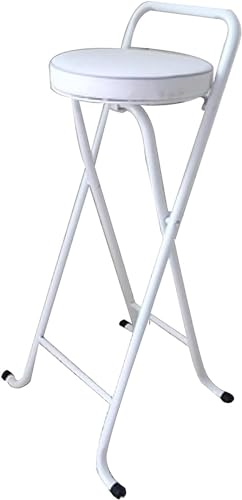 Runder kompakter gepolsterter klappbarer Barhocker, hoher Frühstücks-Klapphocker für Küche, Esszimmer, Büro,Weiß 1 Stück,30 Zoll (75 cm) von CGonqx