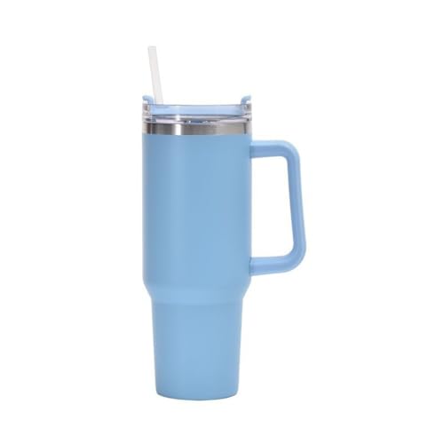 CH HIUBIE 40oz Thermobecher mit Strohhalm und Henkel,1180 ML Doppelwandiger Edelstahl Heiße Kalte Getränke Vakuum Trinkbecher, Kaffeebecher für Zuhause Reisen (blau, Milliliter, 1180ml) von CH HIUBIE