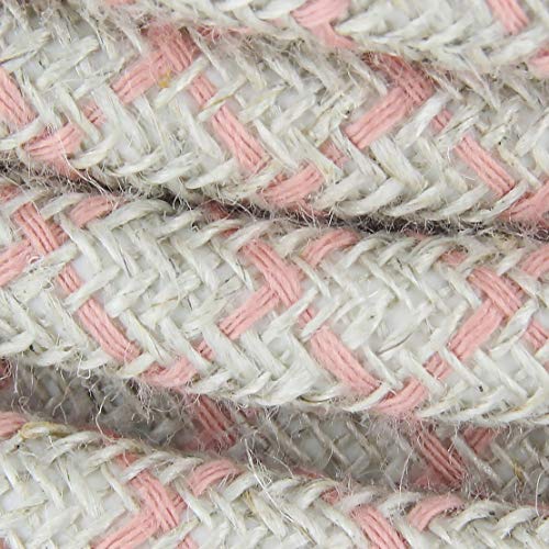 Baumwolltextilkabel im Rautenmuster – 3 m – Altrosa und Leinen Natur von CHACON