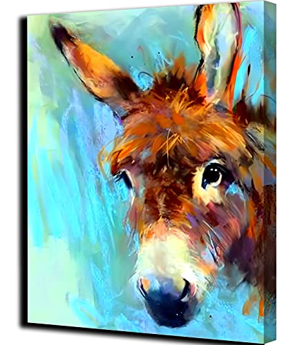 Malen nach Zahlen Aquarell Tierfarm Esel Für Erwachsene und Kinder DIY Ölgemälde Geschenk-Kits Vorgedruckte Leinwand Kunst Home Decoration 16x20 Zoll rahmenlos von CHAHU