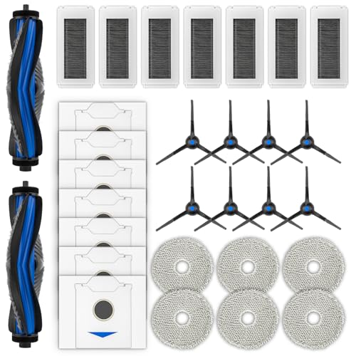 CHAIN PEAK (30 Stück) N30 Pro Omni Ersatzteile Zubehör Set für ECOVACS DEEBOT N30 Omni, N30 Pro Omni Saugroboter, 2 Rollenbürsten, 8 Seitenbürsten, 7 Staubbeutel, 7 HEPA-Filter, 6 Wischpads von CHAIN PEAK