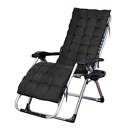 CHAIRQEW Liegestuhl Klappbar Comfort Gartenstuhl mit Becherhalter Kopfkissen, für Camping Garten Büro Freizeit Garten relaxsessel strandliege (Color : Black) von CHAIRQEW