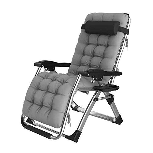 CHAIRQEW Liegestuhl Mit Auflage Sonnenliege Klapp， Schwerelosigkeit Relaxliege Garten Stuhl Liege FüR Camping Freizeit Garten Strand TragfäHigkeit Bis 200kg (Color : Gray) von CHAIRQEW