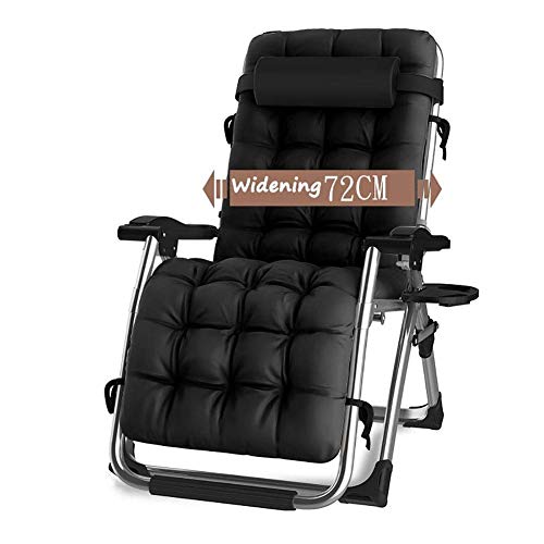 CHAIRQEW Liegestuhl Klappbar Relax-Liegestuhl, Patio Liegen mit Getränkehalter und Kopfpolster, Terrasse Balkon Garten, Unterstützung 200kg (Color : Black) von CHAIRQEW