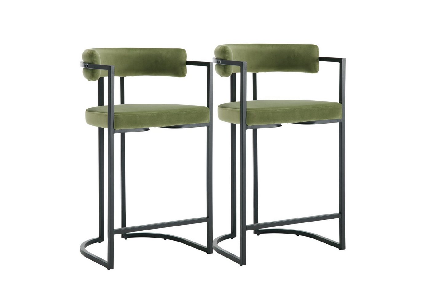 CHAIRUS Barhocker 2er-Set, Tresenhocker mit schwarzem Metallgestell für Küche, Bar usw. (2 St), Küchenhocker, Barstuhl mit Fußstütze, Sitzhöhe 66 cm von CHAIRUS