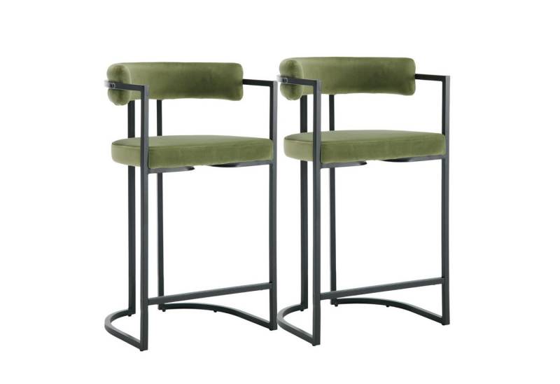 CHAIRUS Barhocker 2er-Set, Tresenhocker mit schwarzem Metallgestell für Küche, Bar usw. (2 St), Küchenhocker, Barstuhl mit Fußstütze, Sitzhöhe 66 cm von CHAIRUS