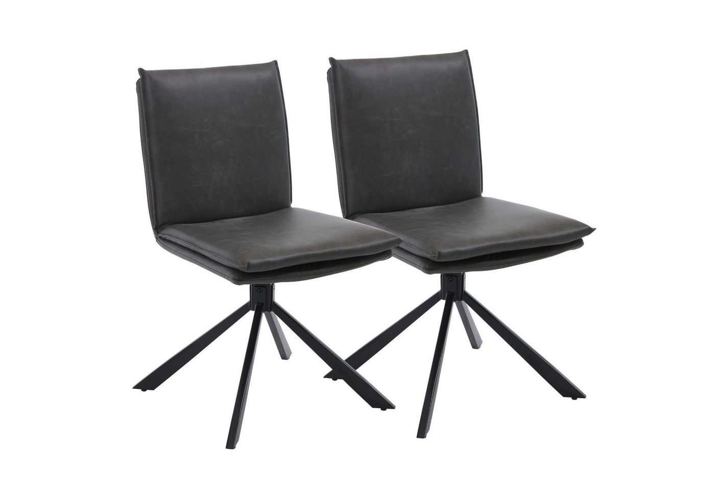 CHAIRUS Drehstuhl 2er-Set Esszimmerstuhl Küchenstuhl mit Metallbeinen (2 St), Doppel-schichtiges Kissen, PU-Leder von CHAIRUS