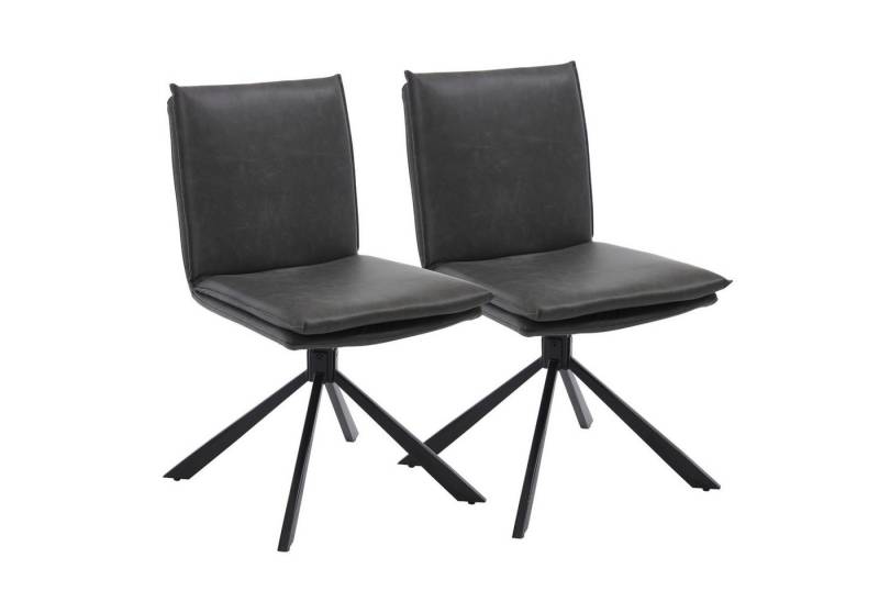 CHAIRUS Drehstuhl 2er-Set Esszimmerstuhl Küchenstuhl mit Metallbeinen (2 St), Doppel-schichtiges Kissen, PU-Leder von CHAIRUS