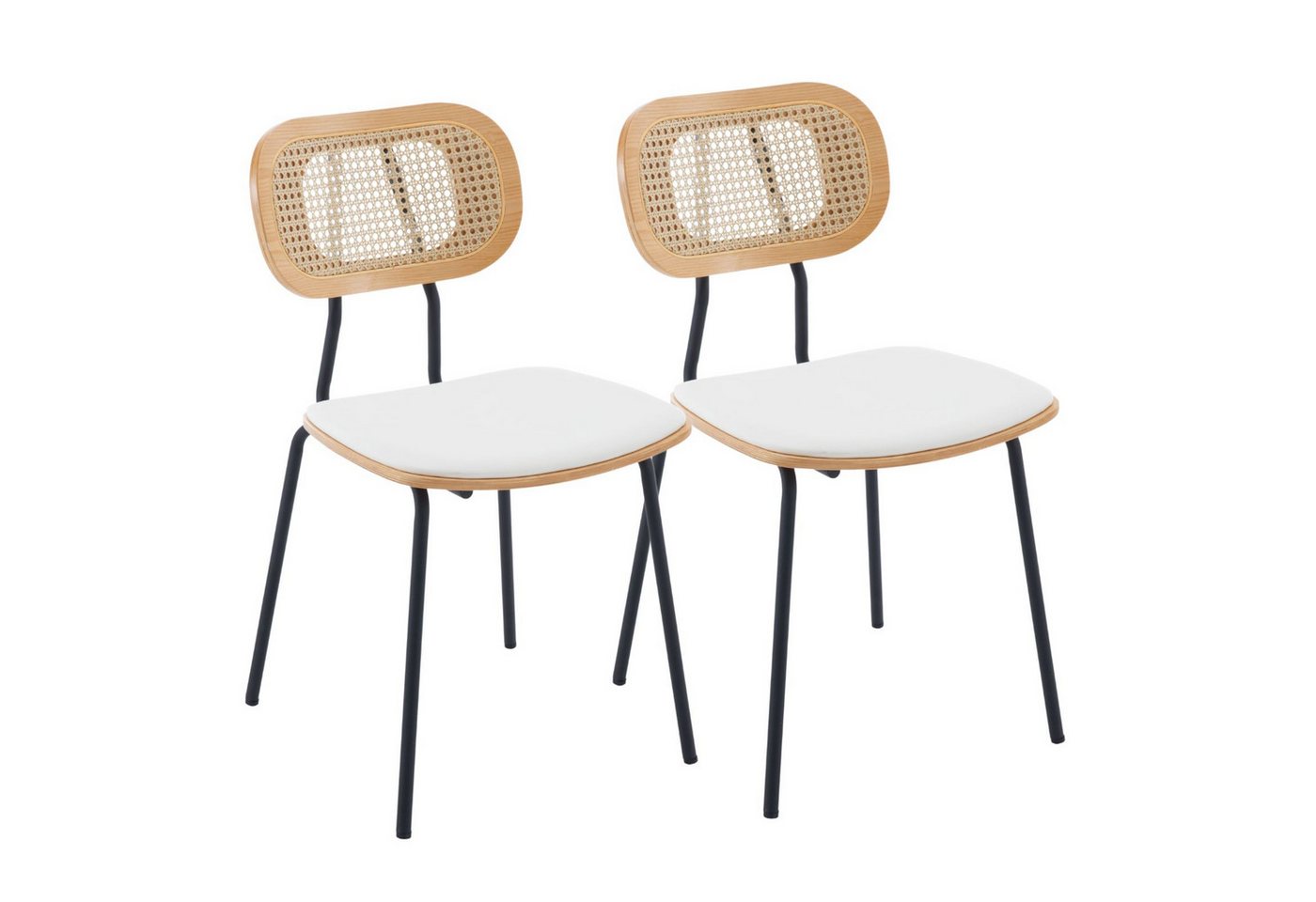 CHAIRUS Esszimmerstuhl 2er-Set, Rattan-Küchenstuhl Wohnzimmerstuhl (2 St), mit Metallbeinen & PU-Leder von CHAIRUS