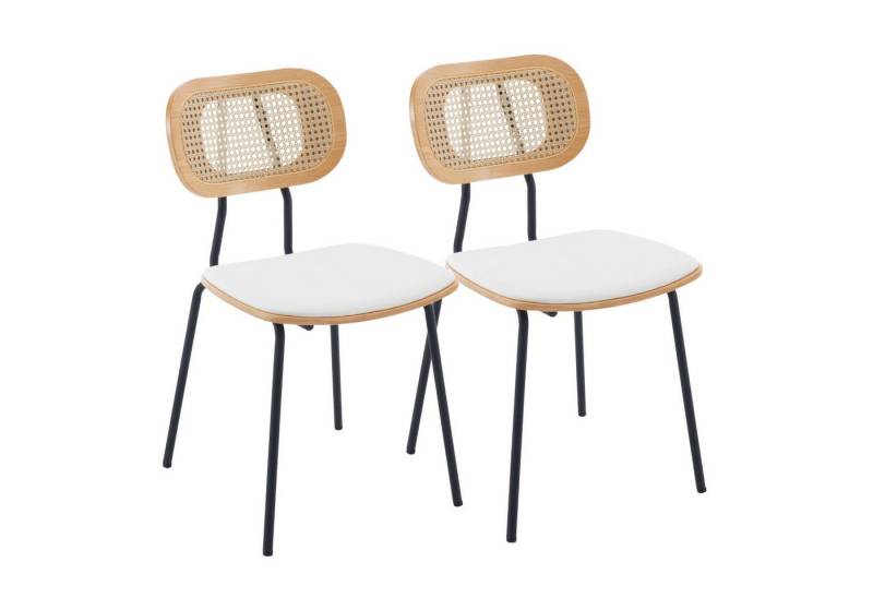 CHAIRUS Esszimmerstuhl 2er-Set, Rattan-Küchenstuhl Wohnzimmerstuhl (2 St), mit Metallbeinen & PU-Leder von CHAIRUS