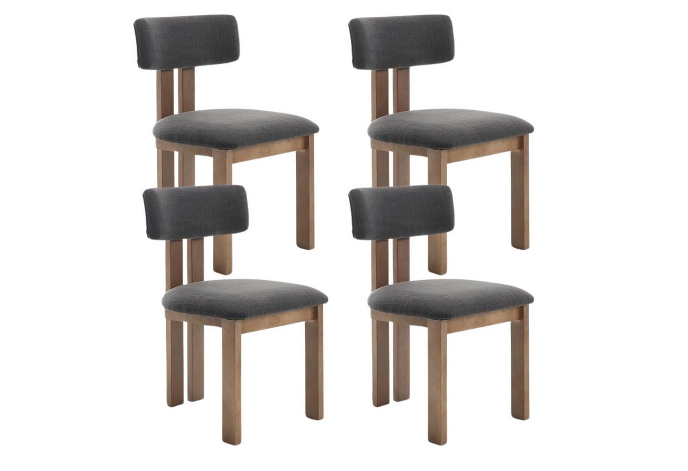 CHAIRUS Esszimmerstuhl 2er Set Retro-Küchenstühle mit Polster & Massivholzbeinen–Leinen/Samt (4 St) von CHAIRUS
