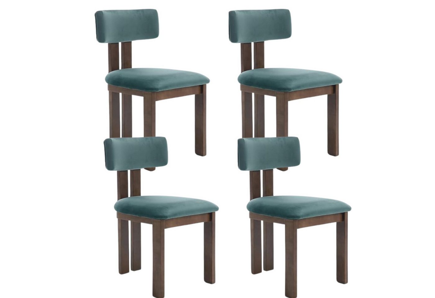 CHAIRUS Esszimmerstuhl 2er Set Retro-Küchenstühle mit Polster & Massivholzbeinen–Leinen/Samt (4 St) von CHAIRUS