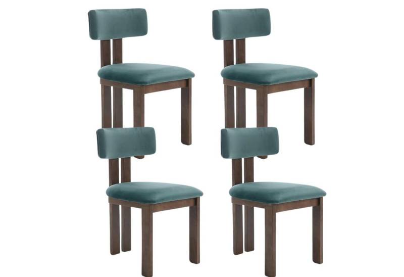 CHAIRUS Esszimmerstuhl 2er Set Retro-Küchenstühle mit Polster & Massivholzbeinen–Leinen/Samt (4 St) von CHAIRUS