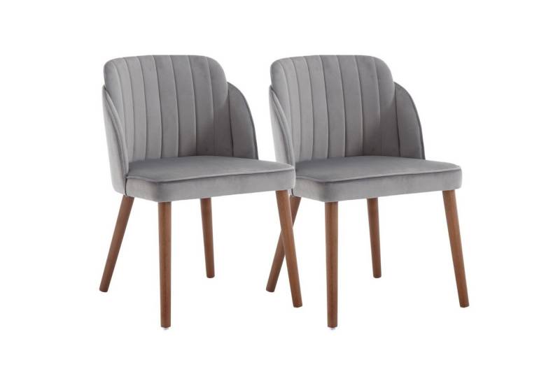 CHAIRUS Polsterstuhl Retro-Samtstühle 2er-Set mit Holzbeinen für Küche & Wohnzimmer (2 St), Esszimmerstuhl, Küchestuhl, Ohrensessel von CHAIRUS